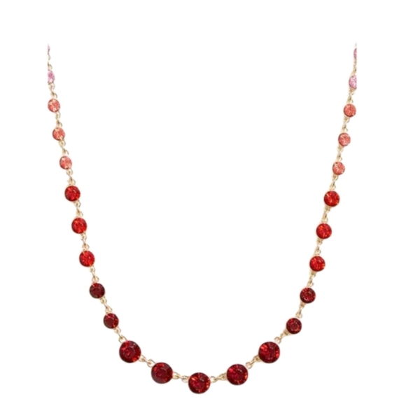 J. Crew Crystal statement necklace Red and Gold - Picture 5 of 5